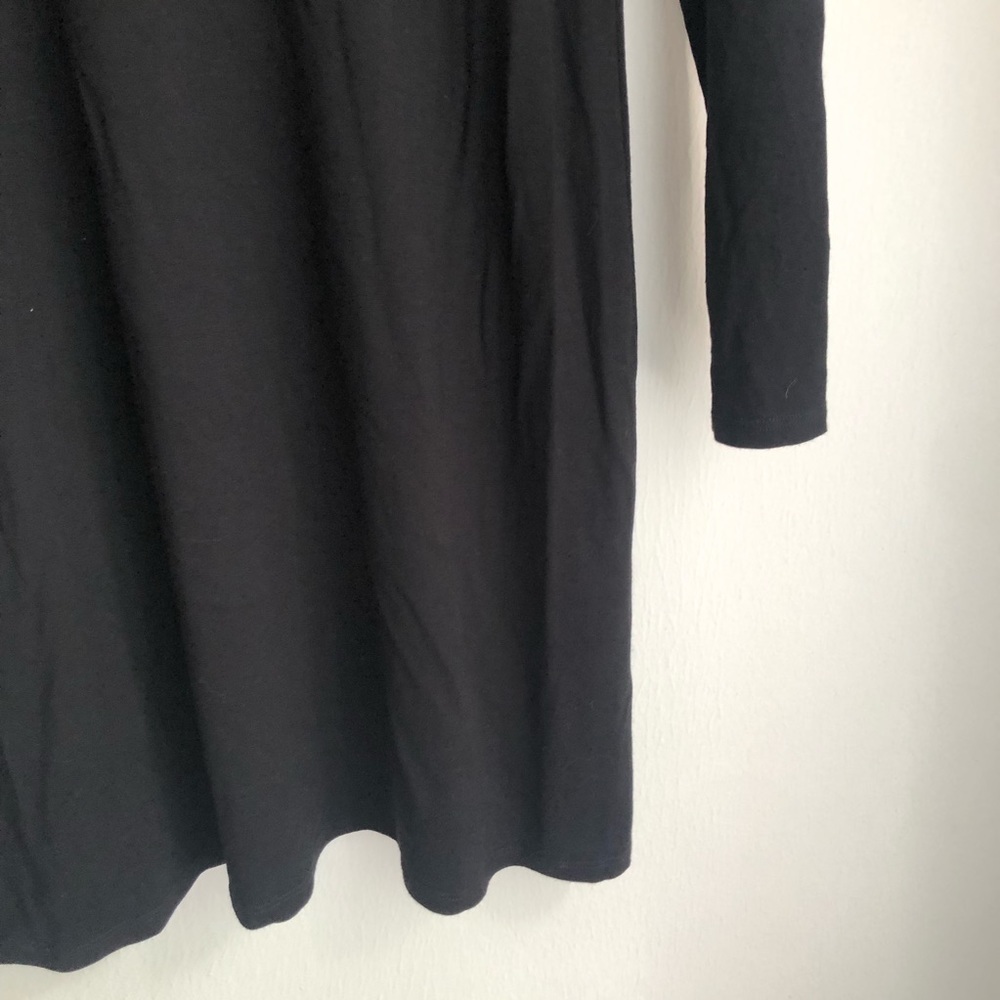 Eileen Fisher Size Small Black Long Sleeve Back Button Dress - Picture 3 of 9